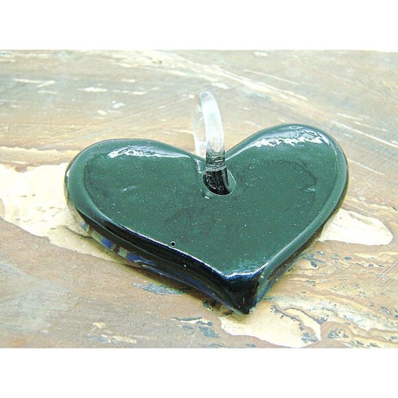 Heart Shaped Lampwork Glass Art Pendant Charm Purple Blue Tone Swirl Design - Picture 2 of 6